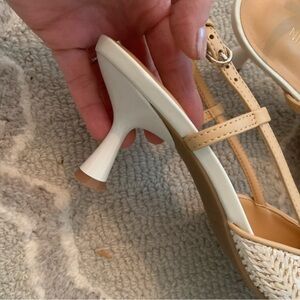 Nine West Cream and Tan Woven Heels